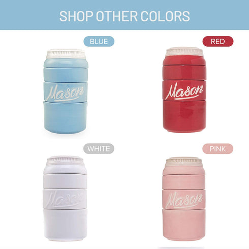 Goodscious Blue Ceramic Mason Jars Measuring Cups - Kitchen Set - Baking Supplies Dry and Liquid Ingredient - Retro and Farmhouse Decor - Dishwasher and Microwave Safe - Rustic Accessory - 4 Piece Set