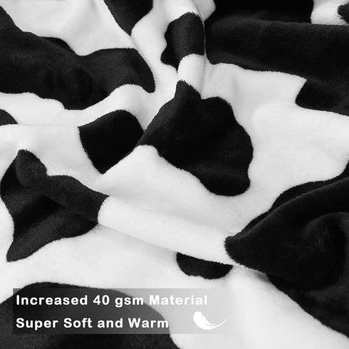 Fleece Cow Print Blanket Black and White Bed Cow Throws Soft Couth Sofa Cozy Warm Small Blankets Plush Gift for Daughter Mom, Bedroom Decor 40x50 inch