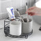 Toothbrush Holder Black for Bathroom Tooth Cup and Electric Toothbrush Organizers and Storage Toothpaste Stand Rack Set Included 3 Toothbrush Slots and 2 Ceramic Bathroom Tooth Cups