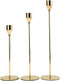 Suwimut Set of 3 Gold Candle Holders for Tapered Candles, Table Decorative Candlestick Holders Metal Candle Stand Fits 3/4 Inch Slim Candles and Led for Dining Party Wedding