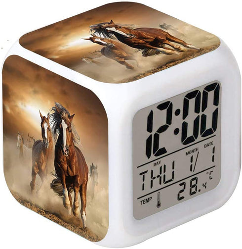 Cointone Led Alarm Clock Horse Design Creative Desk Table Clock Glowing Electronic Colorful Digital Alarm Clock for Unisex Adults Kids Toy Birthday Present