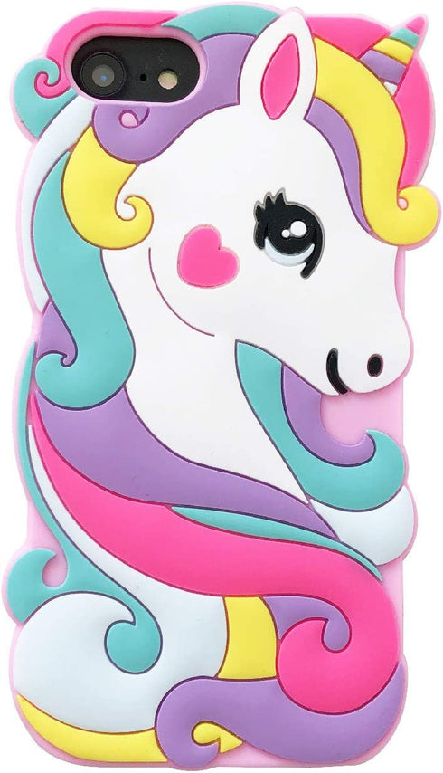 iFunny Unicorn Case for iPhone 5S/SE 2016 (Not for iPhone SE 2020 4.7inch),3D Cute Cartoon Animal Unicorn Soft Rubber Silicone Phone Case for for iPhone 5 5S 5C SE(2016) 4.0 inch (Pink)