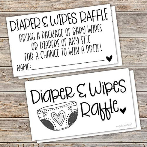 50 Diaper and Wipes Raffle Tickets - Baby Shower Invitation Insert - Game Activity for Baby Shower