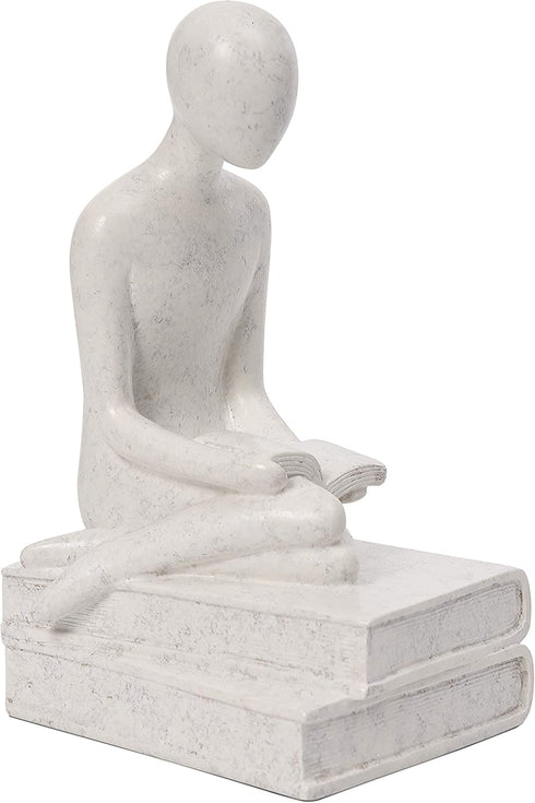 Quoowiit Abstract Sculpture Statues for Home Decor, Abstract Figure Statues Hand Craved Resin Sculpture Modern Home Decoration-143 White