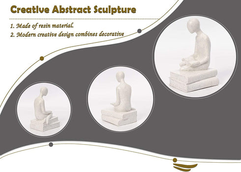 Quoowiit Abstract Sculpture Statues for Home Decor, Abstract Figure Statues Hand Craved Resin Sculpture Modern Home Decoration-143 White