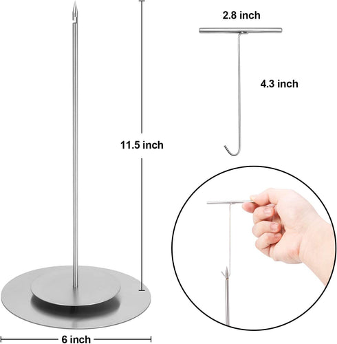 ZAUGONTW Skewer Hack, Stainless Vertical Skewer Grill with Anti-Scald Design T Hook, Removable Brazilian Grill Rack BBQ Grilling Rack for Tacos Al Pastor, Churrasco, Shawarma, Chickens, Other Dishes.