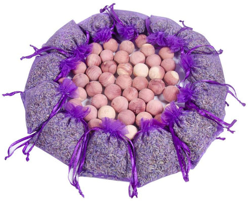 Pack of 24 Lavender Cedar Sachets Bag (16 Lavender Sachets, 8 Cedar Sachets) for Closet, Drawer, Dresser, Wardrobe and More, LV-S-D-1