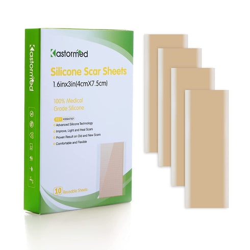 Silicone Scar Sheets, Professional Removal Sheets for Keloid Bump Scars, Surgical Scar, Burn Scars, Acne Scars, Tummy Tuck Post Surgery Supplies, Soft Long Strips 1.6"¡Á3", 10 Sheets