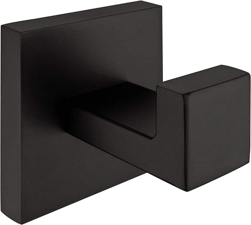 Nolimas 2 Pack Matte Black Towel Hook Stainless Steel Bathroom Rustproof Clothes Towel Coat Hook Wall Mounted Square Toilet Kitchen Heavy Duty Door Hanger