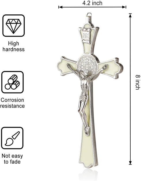 Saint Benedict Enamel Crucifix - Crucifix Wall Cross Metal Wall Art-8 Inch Cross Give Blessing and The Spiritual Sacred:Faith Gift for your Acquaintances