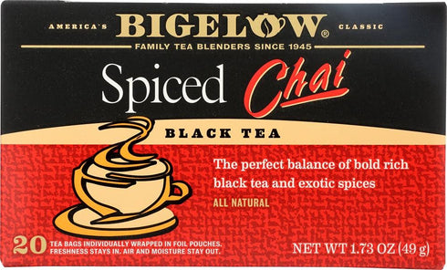 Bigelow, Spiced Chai Tea (Caffeinated), 20 Count