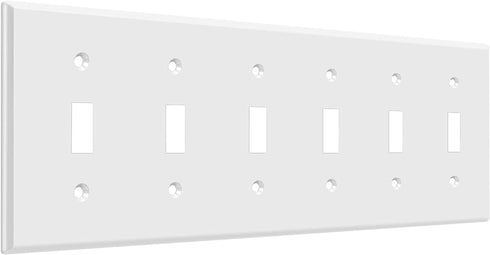 ENERLITES Toggle Light Switch Wall Plate, Gloss Finish, 6-Gang 4.50" x 11.81", Unbreakable Polycarbonate Thermoplastic, UL Listed, 8816-W, White