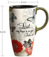 Topadorn 17 OZ. Ceramic Coffee Mug Travel Cup with Handle Sealed Lid and Color Box