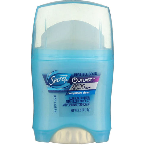 Secret Invisible Solid Outlast Antiperspirant Deodorant Completely Clean 0.5 Oz Travel Size (Pack of 3)