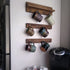 YCOCO Vintage Wood Coffee Mug Holder Stand Wall Mounted, for Coffee Mugs Cups and Tea Cup Storage Rack Holds 12 Mugs,Set of 3
