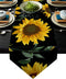 Seamless Pattern Sunflowers Table Runners Cotton Linen Rectangle Dresser Scarf for Family Dinners Office Kitchen Tables or Gatherings Indoor Outdoor Party Decor 16x72inch Black Background