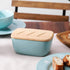 DOWAN Butter Dish, Ceramic Butter Dish with Lid for Countertop, Large Butter Dish Holds up to 3 Sticks, Blue Butter Keeper