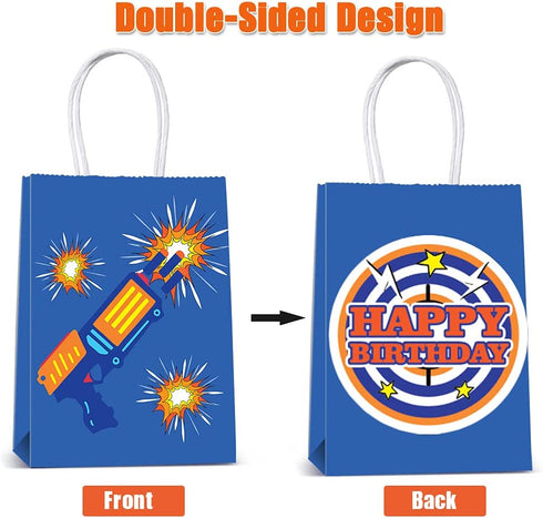 Cracoo Dart War Party Supplies Bags Toy Birthday Wars Party Goody Treat Bags for Cutouts Blaster Gun Party Supplies Dart Battle Decor -16 Pack
