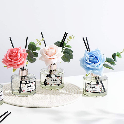 396 st. Flower Reed Diffuser, Baby Powder(Also Known as Refreshing Air), 200ml(6.7oz) / Reed Diffuser Sets, Aroma Therapy, Home & Kitchen Décor