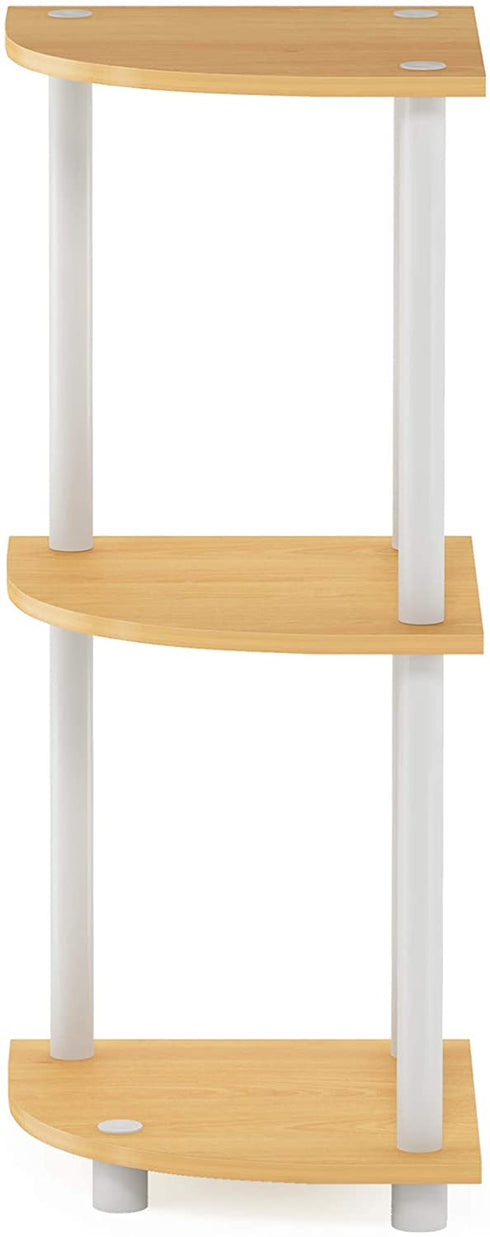 Furinno Turn-N-Tube 3-Tier Corner Display Rack Multipurpose Shelving Unit, Beech/White, Model:12077BE/WH