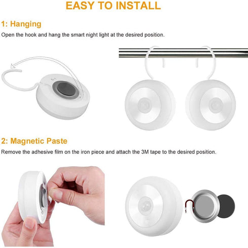 Motion Sensor Night Light, Smart Night Light for Kids, LED Stairs NightLight Stick-On Closet Light Wall Motion Activated Lamp Warm White Light Sensor Night Lights