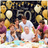 Happy 50th Birthday Backdrop Large Fabric Black Gold 50th Anniversary Birthday Sign Banner Photo Booth Photography Background with Rope for Men Women 50th Birthday Party Decorations, 72.8 x 43.3 Inch