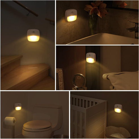 AMIR (Upgraded Version) Motion Sensor Light, Cordless Battery-Powered LED Night Light, Wall Light, Closet Lights, Safe Lights for Stairs, Hallway, Bathroom, Kitchen, Cabinet (Warm White - Pack of 3)