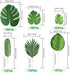 Auihiay 90 PCS 6 Kinds Monstera LeavesPalm Leaves Tropical Party Decorations Jungle Leaf with Stem for Tropical Leaves Decorations Beach Birthday Jungle Party Palm Leaves Decorations