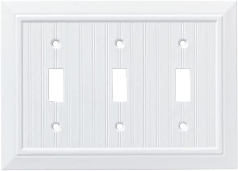 Franklin Brass W35273-PW-C Classic Beadboard Triple Switch Wall Plate/Switch Plate/Cover, Pure White