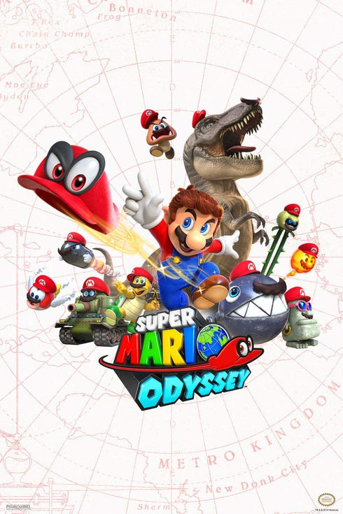 Pyramid America Super Mario Odyssey Map Video Game Gaming Cool Wall Decor Art Print Poster 12x18