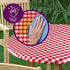 Sorfey Tablecloth -Fitted with Elastic, Vinyl with Flannel Back, Fits for Table 36 Inches Round ,Water Proof, Easy to Clean, Checked Red Design