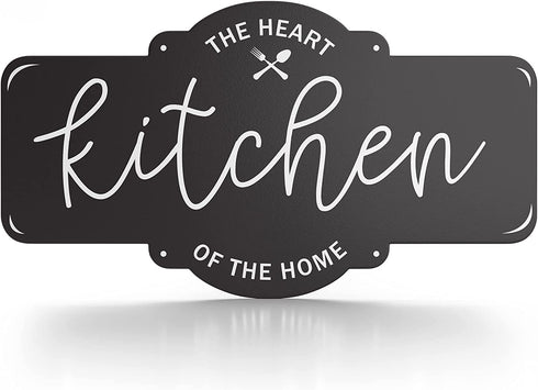 Barnyard Designs Rustic Metal Kitchen Wall Decor Sign, Country Farmhouse Decoration for Your Home, Kitchen, or Dining Room, 16 x 8.5