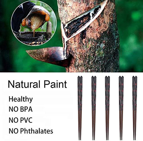 Antner 5 Pairs Hardwood Chopsticks Reusable Japanese Style Natural Wood Chop Stick Hand-Carved Chopstick Gift Set, 9 Inches