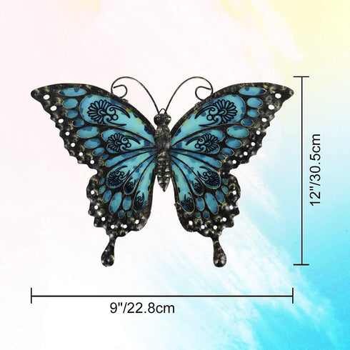 Liffy Metal Butterfly Wall Decor Outdoor Indoor Metal Wall Art Butterfly Hanging Decorations Metal and Glass Garden Theme Home Decorations for Garden Living Room Bedroom