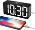 DreamSky Compact Digital Alarm Clock with USB Port for Charging, 0-100% Brightness Dimmer, White Bold Digit Display, 12/24Hr, Snooze, Adjustable Alarm Volume, Small Desk Bedroom Bedside Clocks.