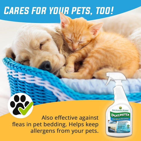 The Ecology Works DustmiteX Spray (32oz) - Eliminate Dust Mites, Fleas & Reduce Allergies, Gentle Hypoallergenic Formula for Fabric, Furniture, Pet Bedding & More