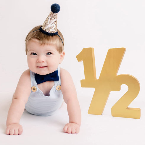 Wooden Half Sign 1/2 Baby Birthday Party Supplies Photo Prop for 6 Months Birthday Birthday Decor Age Sign Large Numbers