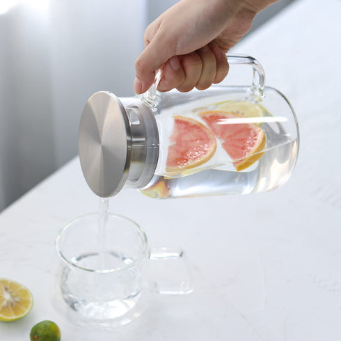 Seal Glass Pitcher With Lid - Great for Homemade Juice & Cold Tea or for Glass Milk Bottles (Large)