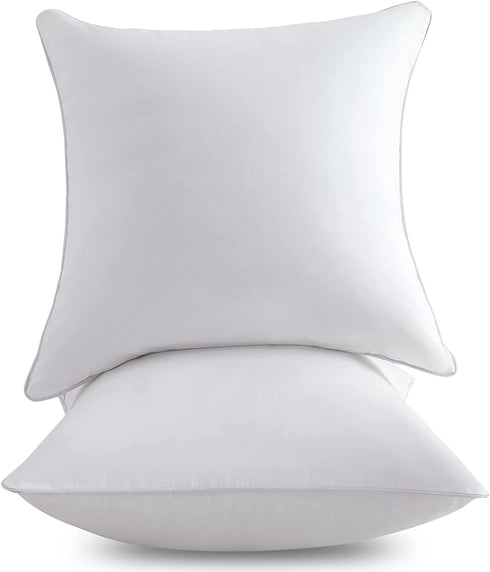 FavriQ 18 x 18 Throw Pillow Inserts with 100% Cotton Cover Square Cushions for Chair Bed Couch Car Down Alternative Pillow Form Sham Stuffer Decorative Pillow Insert White Sofa Pillow (Set of 2)