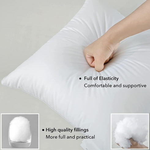 FavriQ 18 x 18 Throw Pillow Inserts with 100% Cotton Cover Square Cushions for Chair Bed Couch Car Down Alternative Pillow Form Sham Stuffer Decorative Pillow Insert White Sofa Pillow (Set of 2)