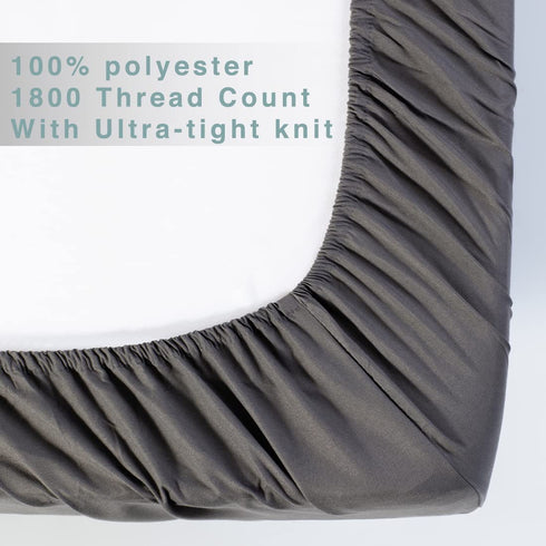 LBRO2M Bed Sheet Set Queen Size 16 Inches Deep Pocket 1800 Thread Count 100% Microfiber Sheet,Bedding Super Soft Comfortable, Cool Warm,4 Piece?Dark Grey?
