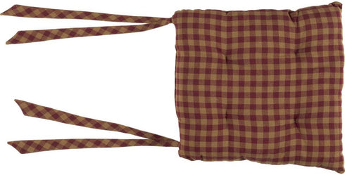 VHC Brands Star Cotton Primitive Tabletop Kitchen Tie Back(s) Appliqued Square Chair Pad, King, Burgundy Red