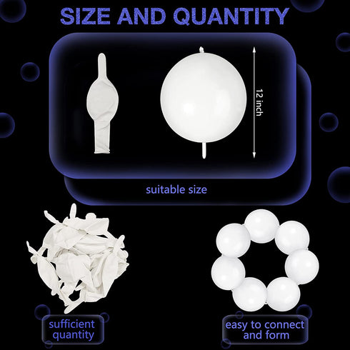 80 Pieces Needle Tail Balloons Latex Link Balloons Linking Needle Tail Balloons for Birthday Party Wedding Anniversary Graduation Arch Party Decorations (White,12 Inches)
