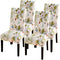 SearchI Dining Room Chair Covers Slipcovers Set of 4, Spandex Super Fit Stretch Removable Washable Kitchen Parsons Chair Covers Protector for Dining Room,Hotel,Ceremony,Beige+Flowers