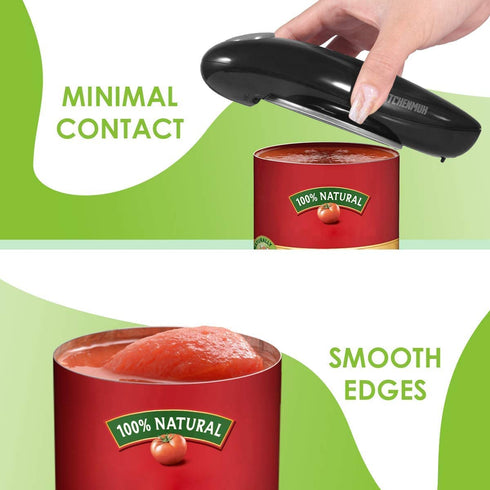Electric Can Opener, Safe Smooth No Sharp Edges Can Opener for Almost Size Can, Best Gift for Women, Senior with Arthritis, Fits Perfect in Drawer (Black)