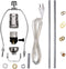 Canomo Nickel Finish Make A Lamp Kit 3-Way with 8 Inch Harp, 2 Pieces 12" Lamp Pipe, and All Parts Needed and Instructions for Lamp Design or Repair