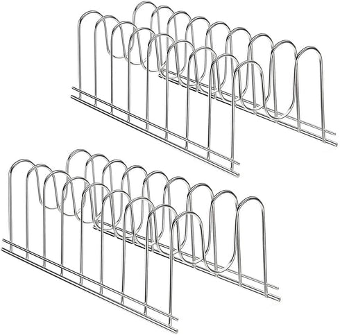 SANNO Lid Holder Organizer Rack, Diversified Euro Kitchen Lid Organizer for Plates, Cutting Boards Bakeware, Cooling Racks, Pots & Pans, Serving Trays,stainless steel pack of 2