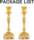 Sziqiqi Gold Candlestick Holders Set of 2 Taper Candle Holders Deluxe Ornate Candle Holders for Shabbat Taper Candles, Candle Centerpiece, Wedding Candles, Christmas Candle 7.4inch