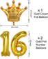 16th Birthday Decorations for Men Boy Women Girl,Black and Gold Birthday Decorations for 16th and 61st Happy Birthday Party with 16 Gold Number Balloon Happy Birthday Banner and Gold Crown Balloons
