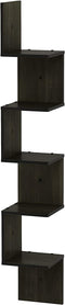 Furinno Rossi Wall Mount Floating Corner Shelf, 5-Tier Square , Espresso